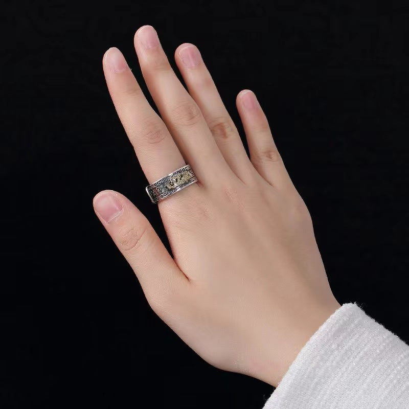 Fengshui Dragon Silver Ring-Fortune Prosperity