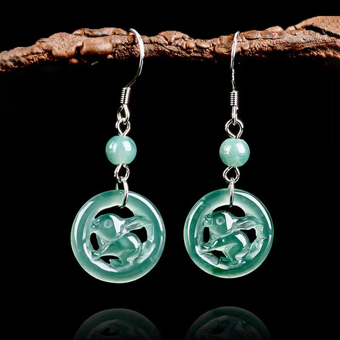 Rabbit Jade Earrings-Attract Luck