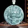 Grade A Blue Jadeite Dragon Pendant – Bold Ice Variety Jade Necklace for Men