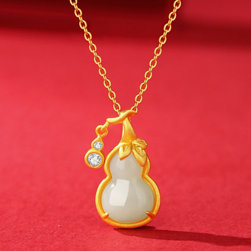 Cherished Blessings-Gourd Nephrite Jade Necklace