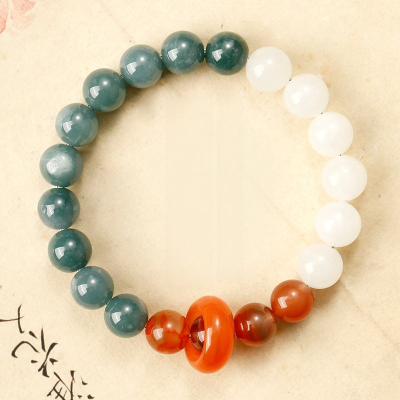 Red Agate Sliding Donut Jade Bracelet-Circles of Calm