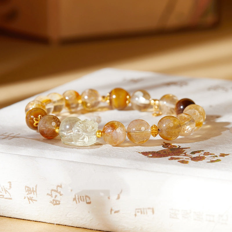 Golden Tiger’s Eye Pixiu Bracelet – Strength, Wealth & Prosperity