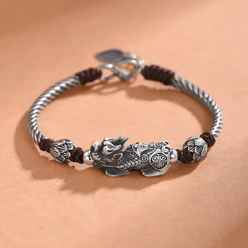 999Silver Pixiu Bracelet-Fengshui Wealth Energy