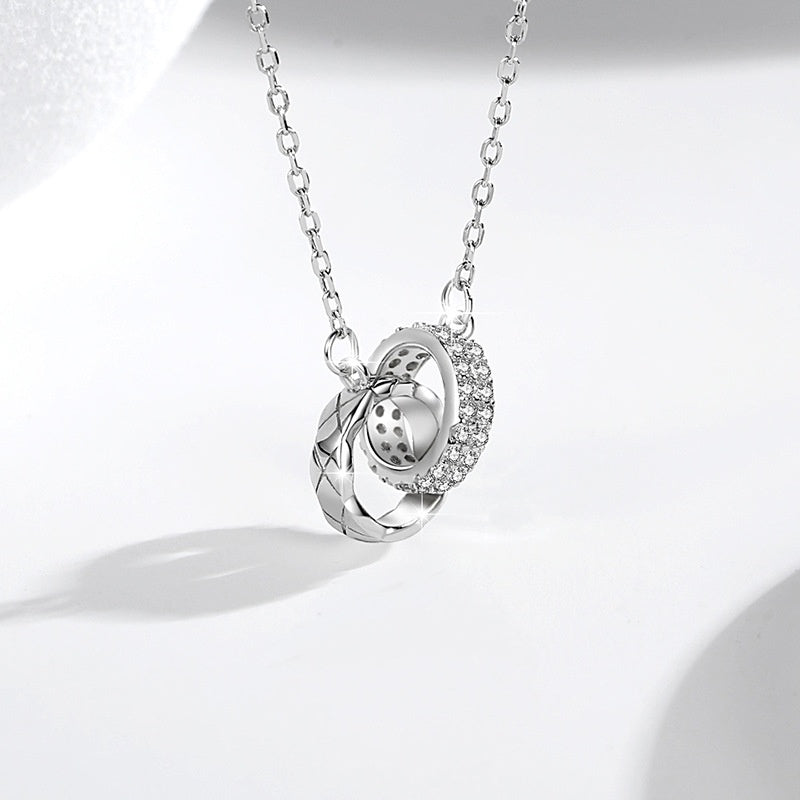 Interlocking Rings Fine Silver Necklace-Love Without End
