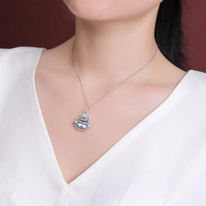 999 Silver Laughing Buddha Necklace-Divine Mind