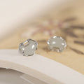 Peace Lock Nephrite Jade S925 Silver Stud Earrings-Held with Love