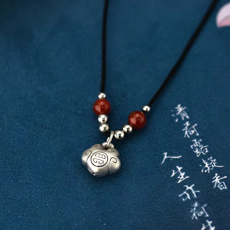Longevity Lock 999 Silver Pendant-Good Fortune and Blessing