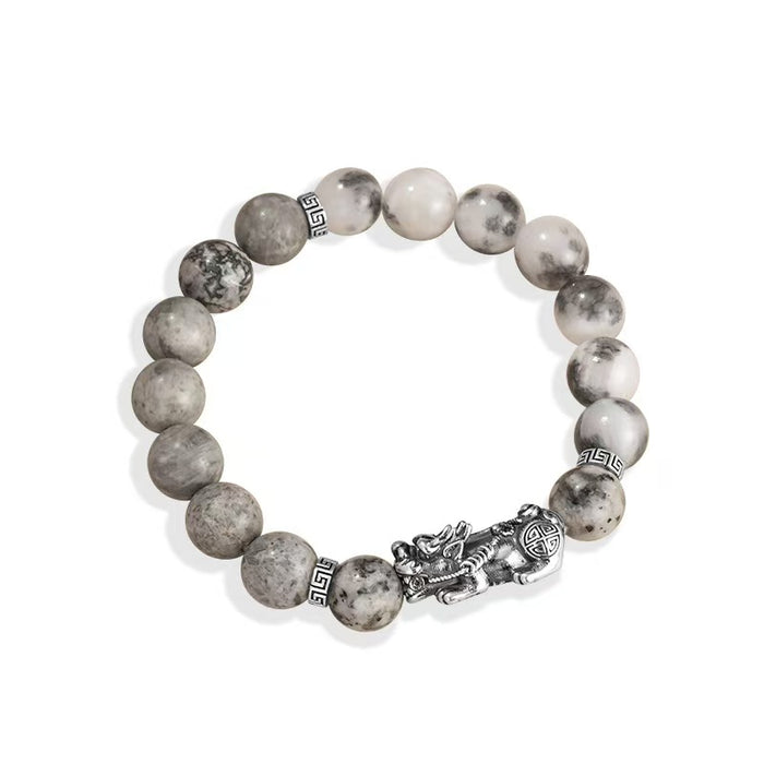 Silver Dragon White Turquoise Bracelet-Attract Luck