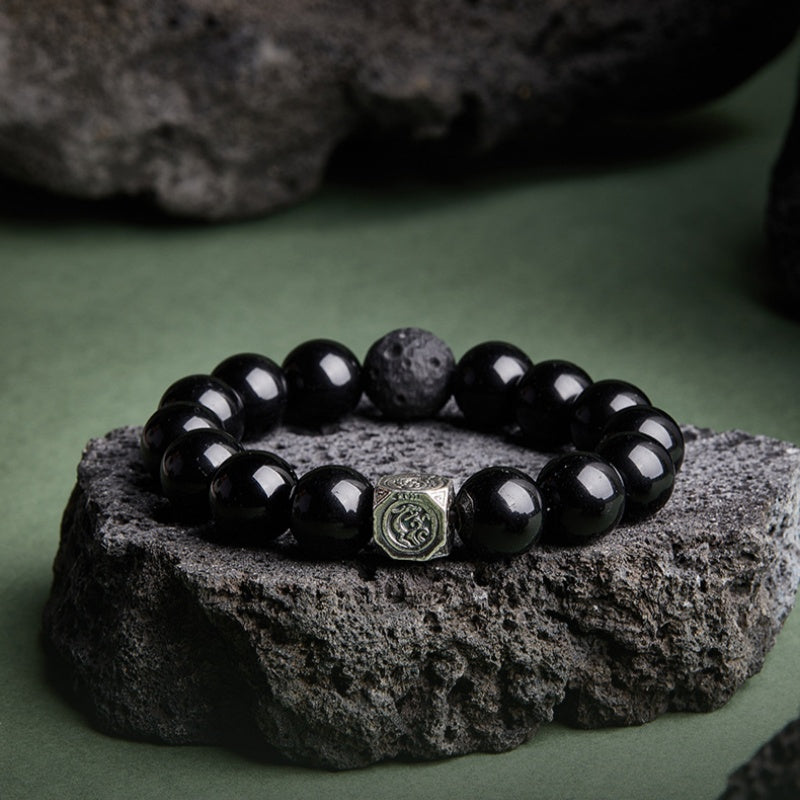 Obsidian Bead Stretch Bracelet-Awakened Core