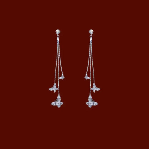 Crystal Butterfly Silver Drop Earrings-Peace and Harmony