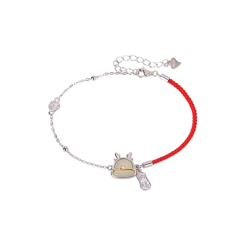 Zodiac Dragon Silver Bracelet-Luck Prosperity