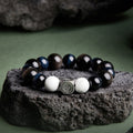 Silver Sheen Obsidian and Blue Tiger's Eye Bracelet-Free Mind and Meditative Calm