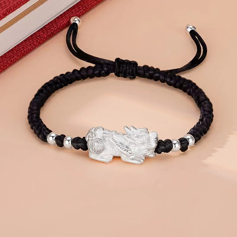 999 Pure Silver Pixiu Wealth String Bracelet-Attract Luck