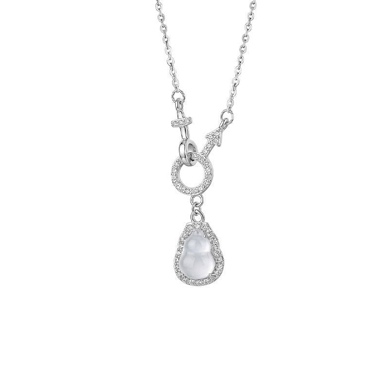 Gourd Jade and Sterling Silver Necklace-Blessings by Your Side