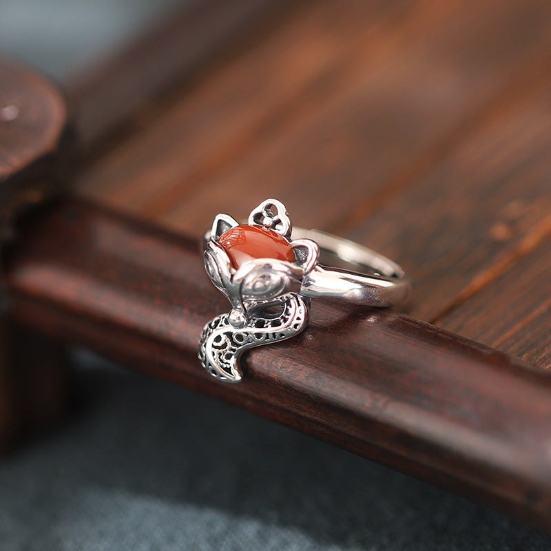 Graceful Agility-Fox Red Agate 925 Sterling Silver Ring