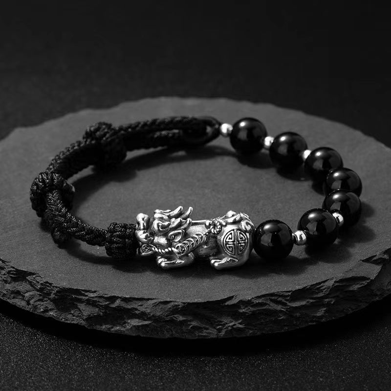 Men`s Obsidian Pixiu Bracelet-Attract Luck