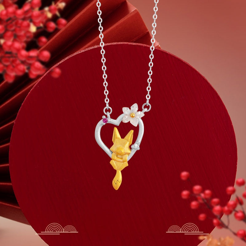 Fox Heart Shell S925 Sterling Silver Necklace-Grace and Affection