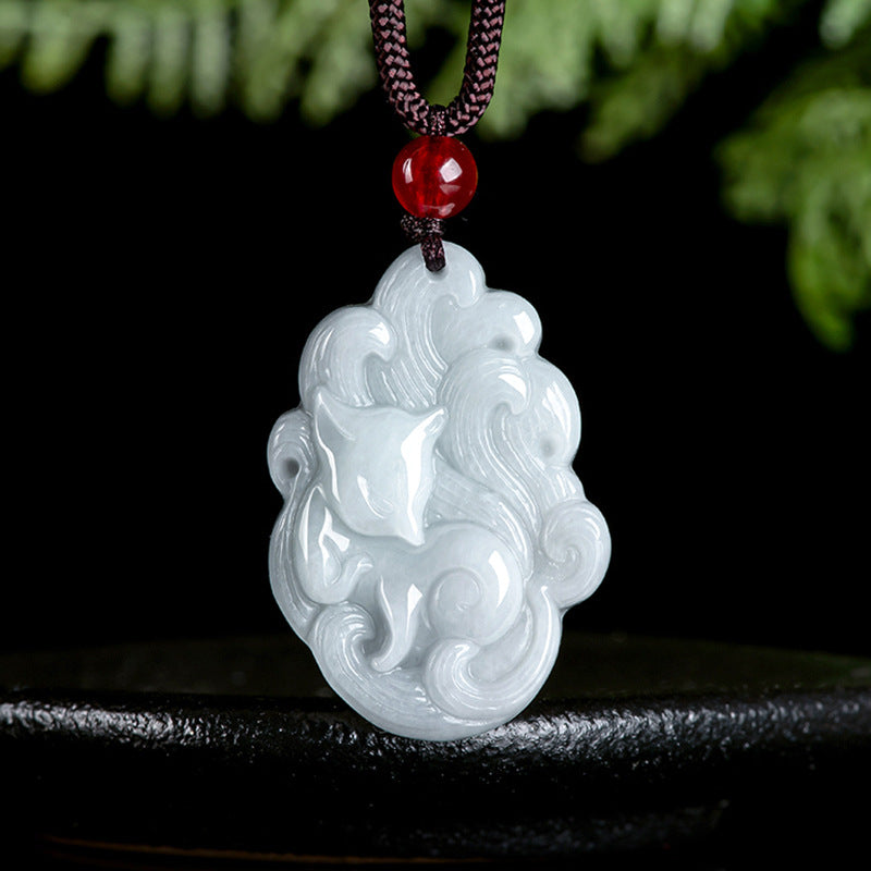 Natural Type A Burmese Jadeite Fox Pendant – Charm of Wisdom & Protection