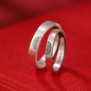 Matching Silver Ring For Couple-Double Happiness