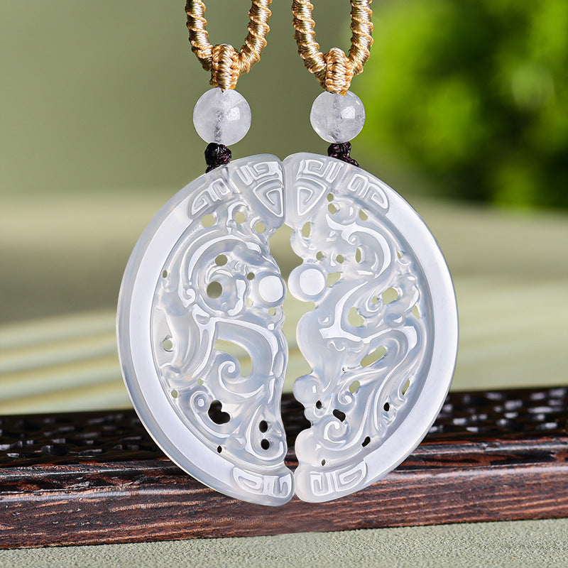 Dragon & Phoenix Hollow Design Aaget Pendant Set – Unity, Love & Lifelong Bond