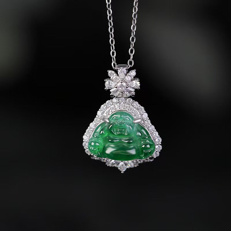 Maitreya Buddha Ice Jade Pendant-Good Fortune and Prosperity
