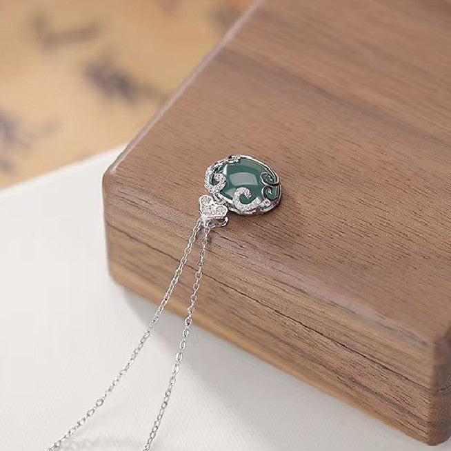 Blue Ice Jade Peace Knot Necklace-Harmony&Protection