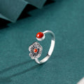 Persimmon Blossom Red Agate S925 Silver Ring-A Warm Little Bloom