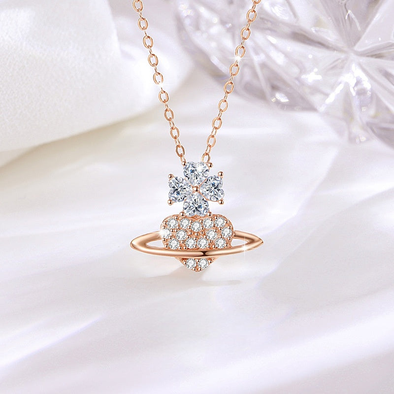 Heart Planet Cubic Zirconia Necklace-Drawn to You