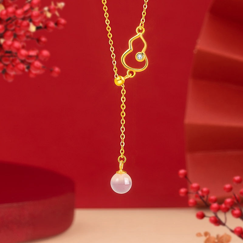 Blessings & Prosperity-Gourd Chalcedony Tassel Necklace