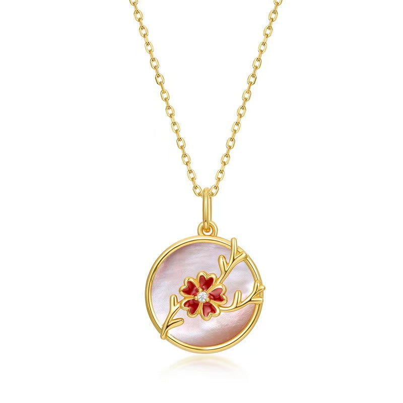 Plum Blossom Pink Fritillary Necklace-Hope and Renewal