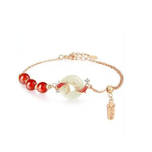 Red Agate Koi Fish Jade Bracelet-Good Fortune and Prosperity