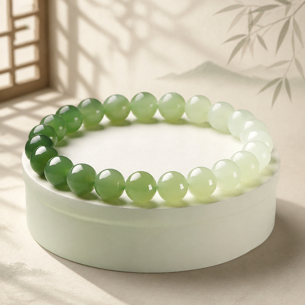 Quiet Balance-Gradient Nephrite Jade Bracelet