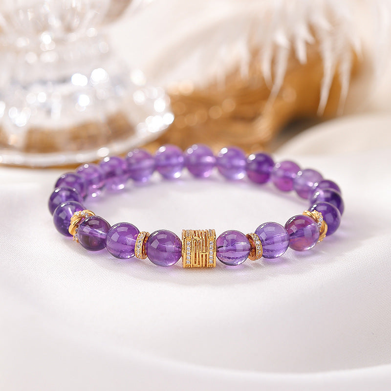 Good Fortune in Bloom-Ji Amethyst Bead Bracelet
