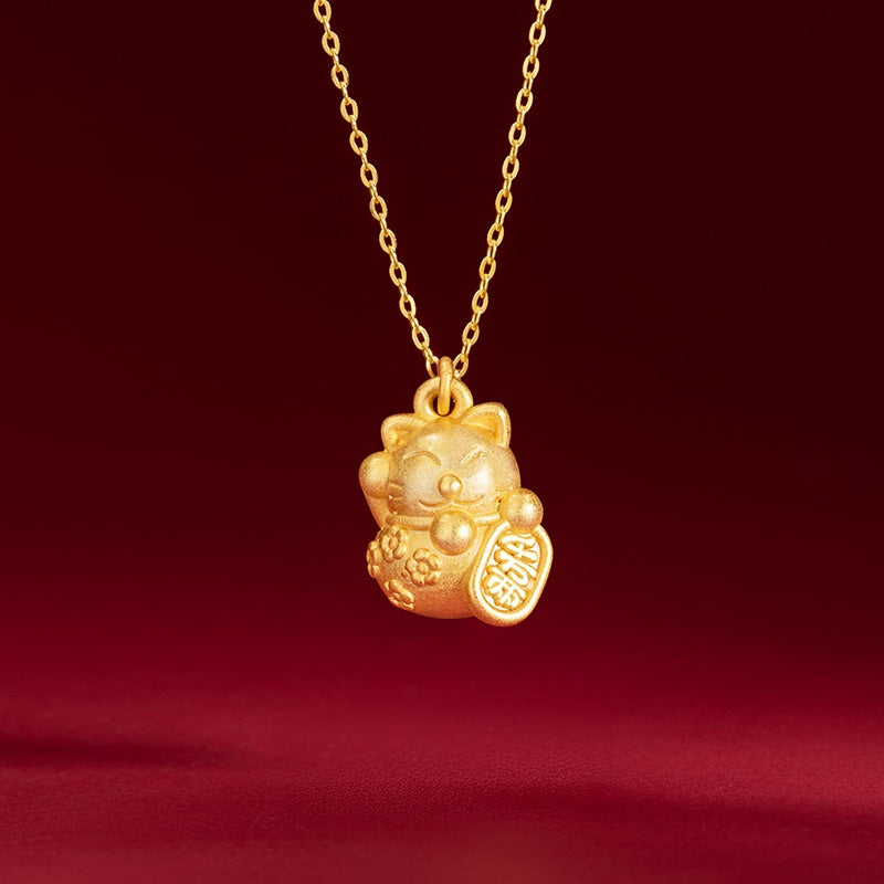 Prosperity and Fulfillment-Golden Lucky Cat Necklace