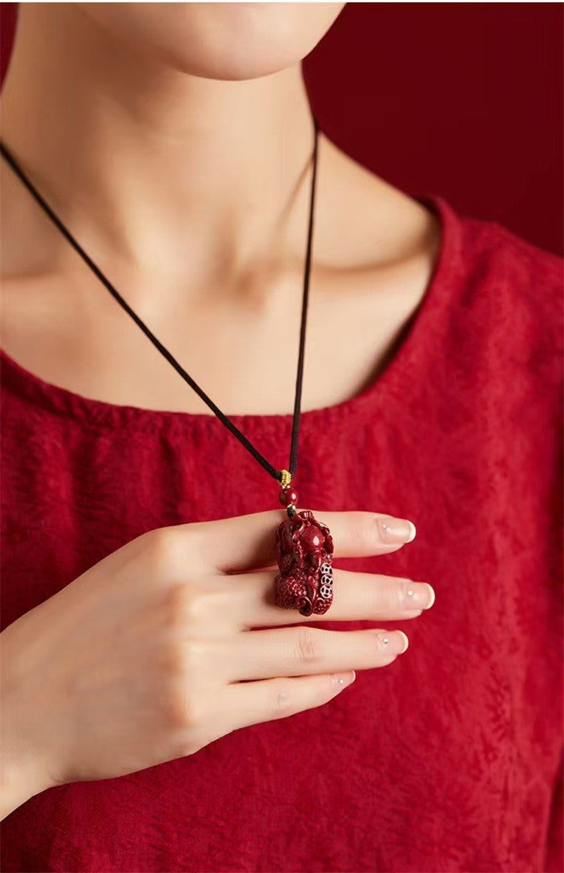 Wealth Pixiu Red Cinnabar Pendant-Good Luck&Protection
