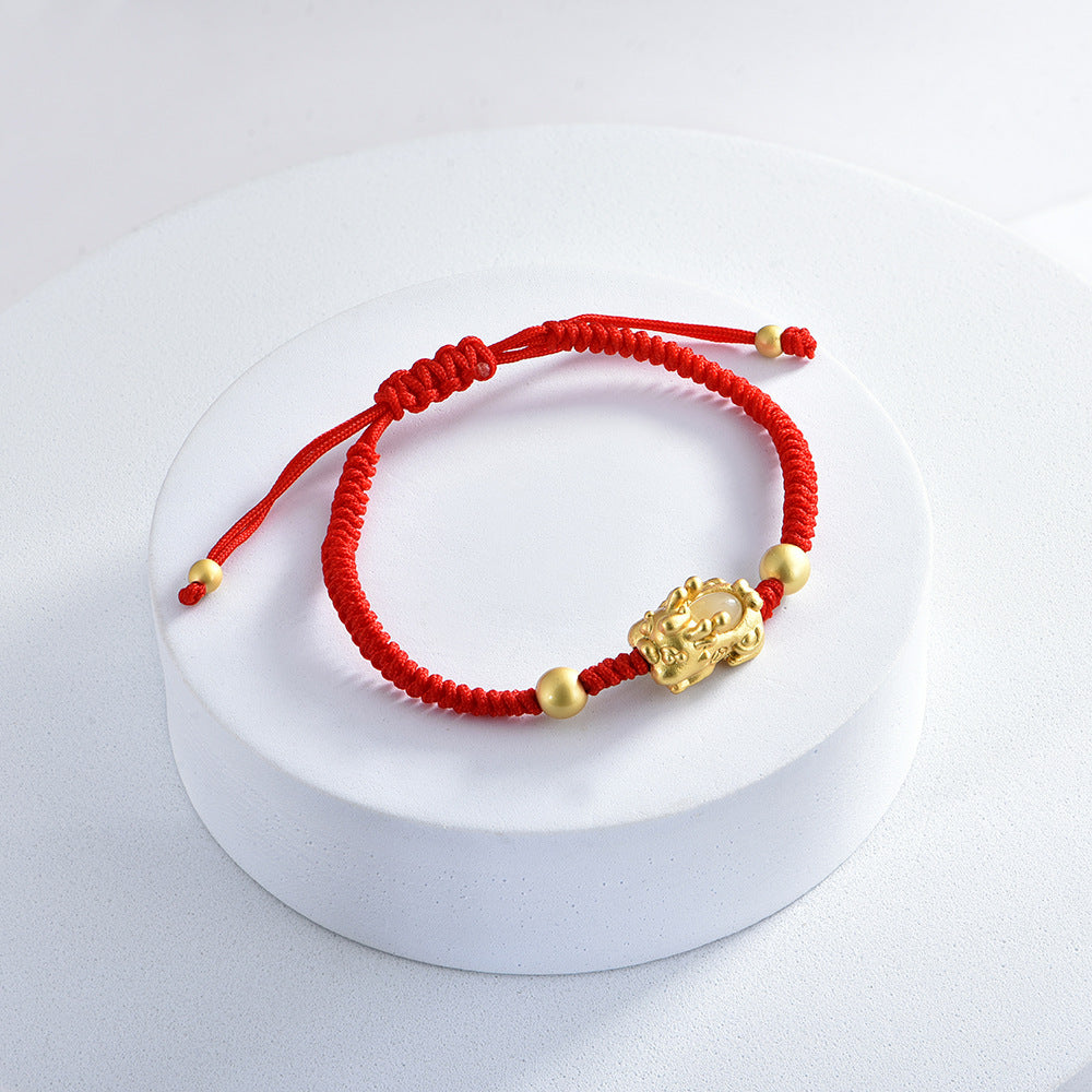 Pixiu Nephrite Jade Red Cord Bracelet-Good Fortune Ahead