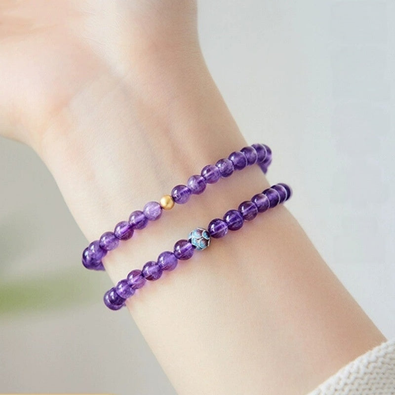 Armband mit 108 Buddha-Perlen aus natürlichem Amethyst