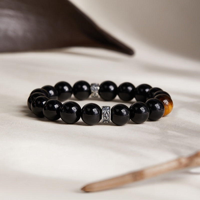 Calm Strength-Double Fish Obsidian and Tiger's Eye Bracelet