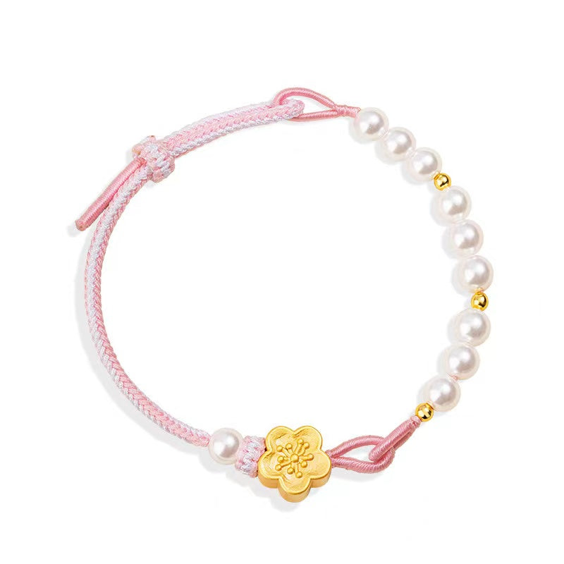 Natural Pearl Sakura Handmade Rope Bracelet-Inner Peace