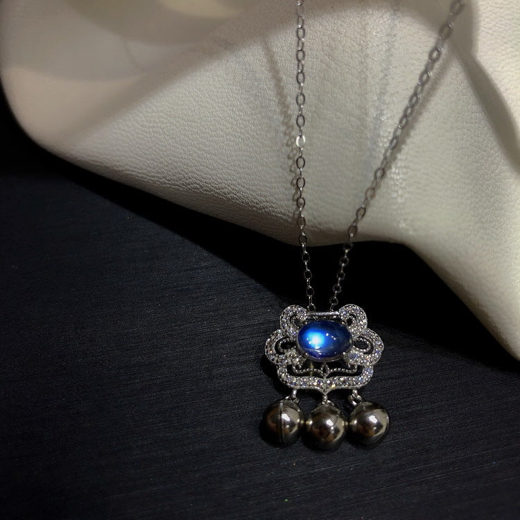 Peace and Protection-Longevity Lock Moonstone Necklace