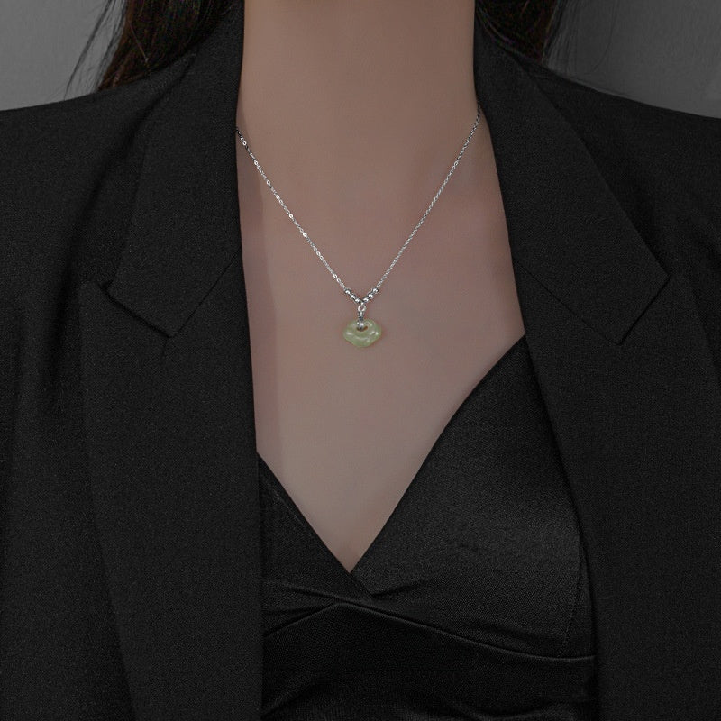 Good Fortune Ru Yi Green Jade Necklace-Gentle Wishes