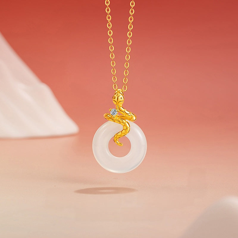Snake Chalcedony Peace Disc Necklace-Blessings & Renewal