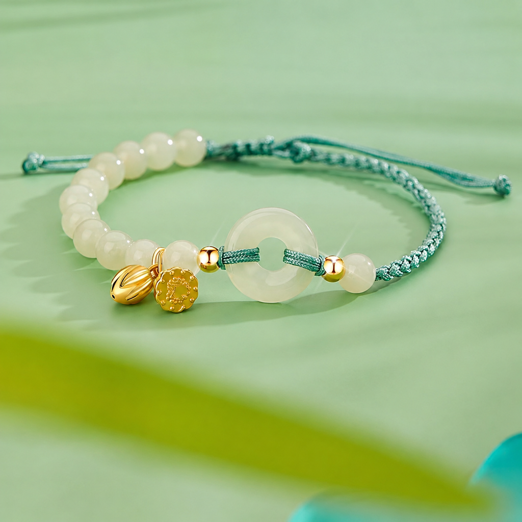 Lotusblume Friedensknoten Jade-Armband – Innerer Frieden