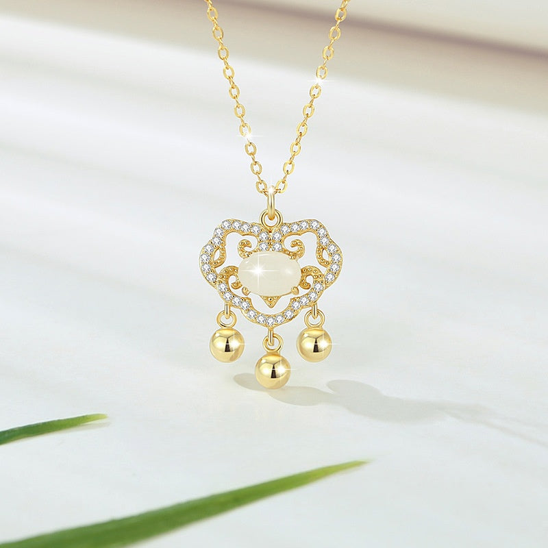Peace Lock Nephrite Jade Necklace-Blessings & Peace