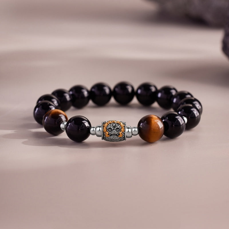 Kylin Obsidian and Tiger's Eye Bracelet-Steady Vitality