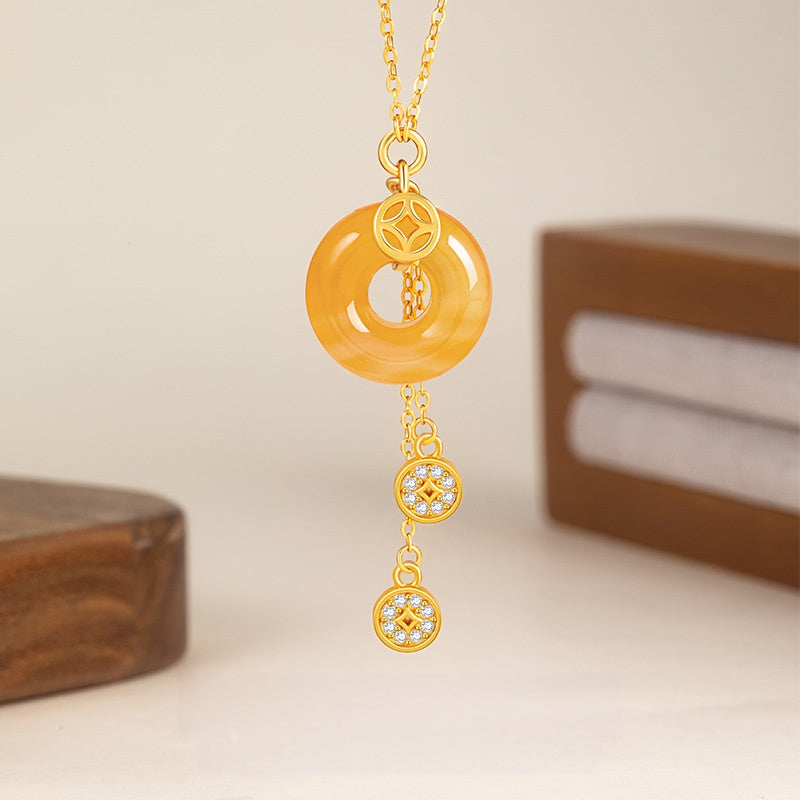 Coin Red Agate Necklace-Lasting Peace and Prosperity