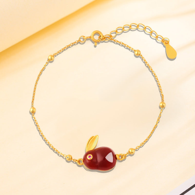 Rabbit Red Agate & Nephrite Jade Bracelet-Gentle Joy