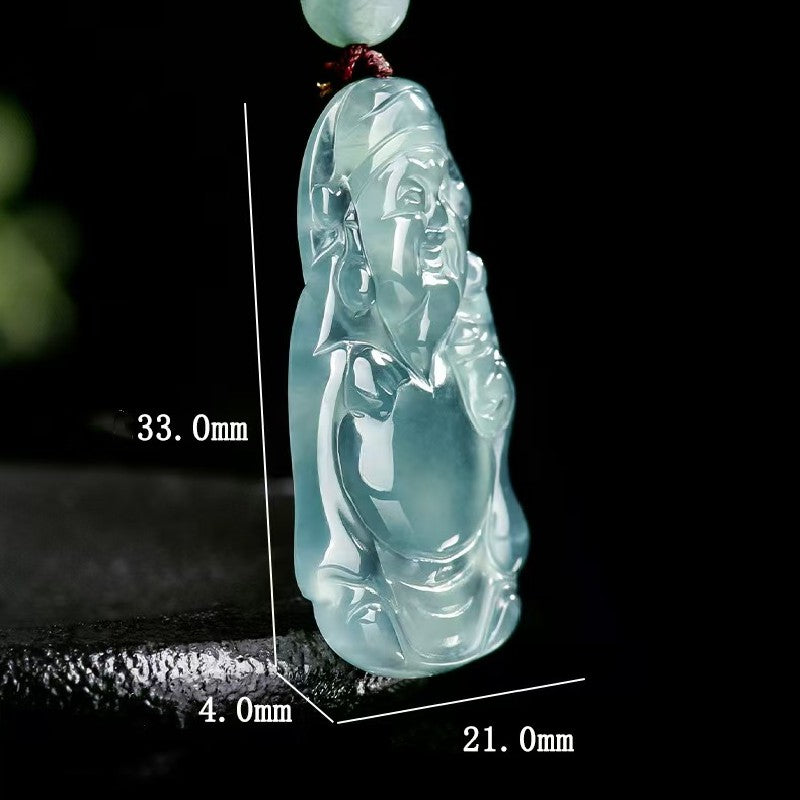Caishen Ice Jade Pendant-Attract Luck