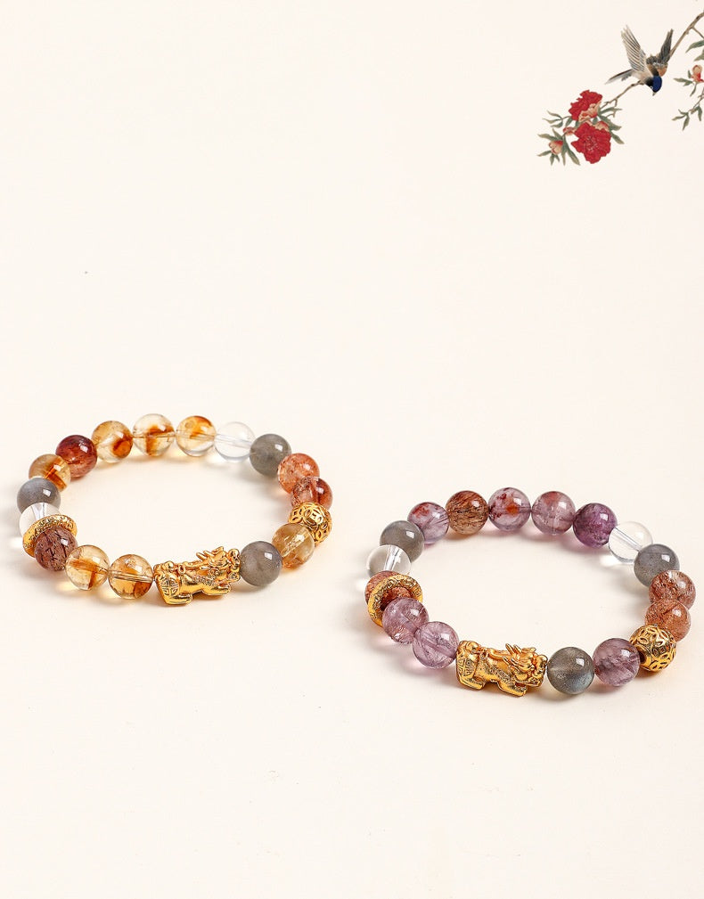 Amethyst & Citrine Pixiu Bracelet-Gathered Fortune