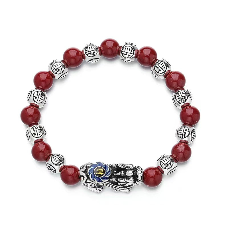 Cinnabar Bead Pixiu Bracelet–Wealth & Protection